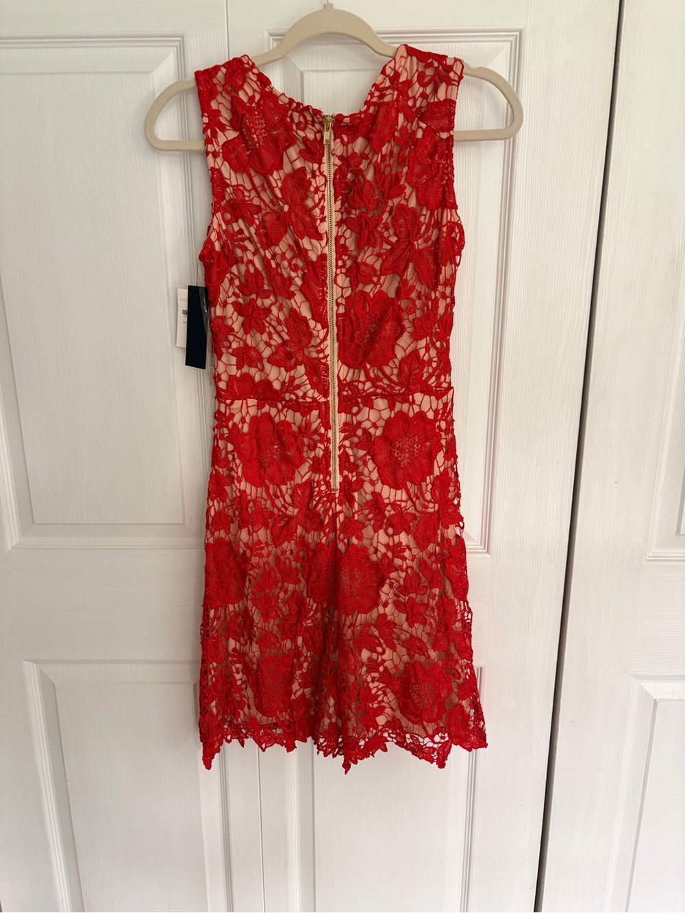 NWT label by five twelve Red Floral Lace Sleeveless Sheath Dress sz 2 - Picture 3 of 8